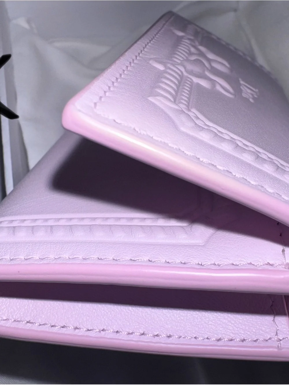 Dior Pink Trifold Wallet with Embossed Bow